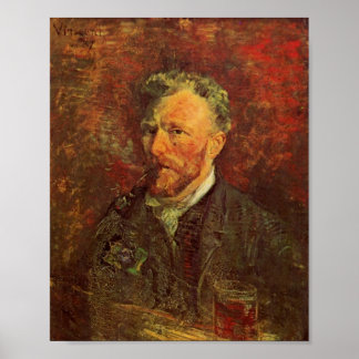Affiches Autoportrait, tuyau et verre, Van Gogh Fine Art