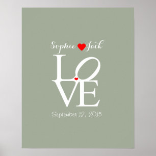 Affiches Autre mariage livre d'hôtes LOVE choisir la couleu