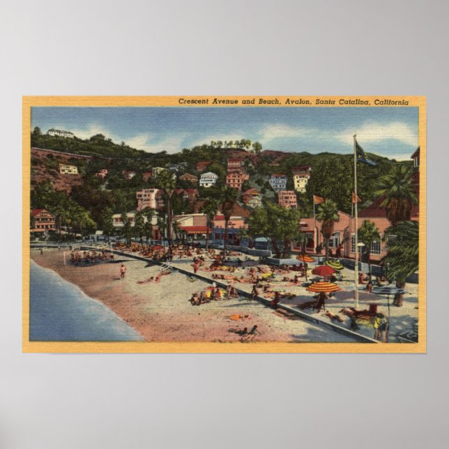 Affiches Avalon Vue sur Crescent Ave. & Plage (Devant)