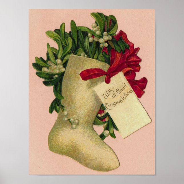 Affiches Avec tous les bons voeux de Noël démarrage Vintage (Devant)