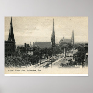 Affiches Avenue grande., cru 1907 de Milwaukee, le