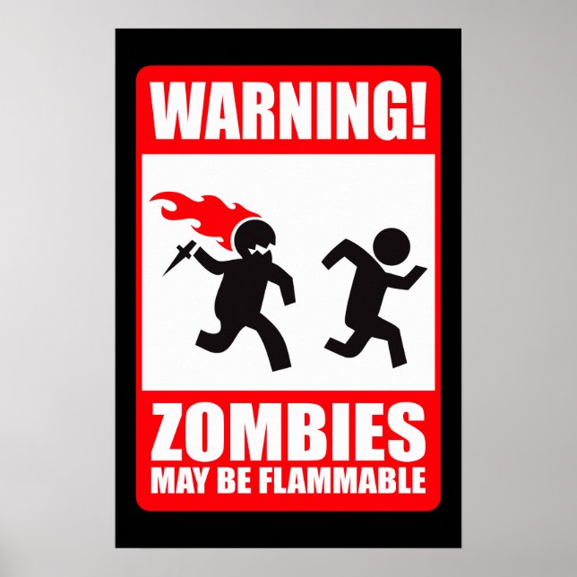 Affiches Avertissement : Les zombies sont inflammables (Devant)