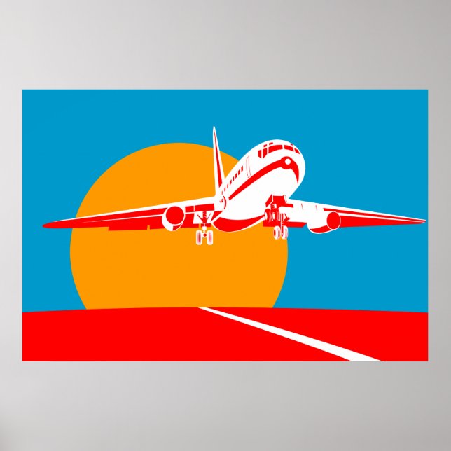 Affiches avion à réaction jumbo décolle (Devant)