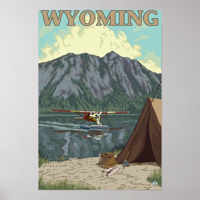Affiches Avion Bush et pêche - Wyoming (Devant)