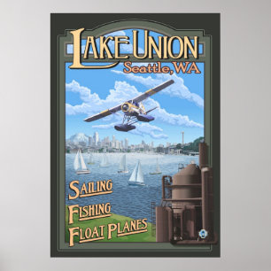 Affiches Avion de flotteur des syndicats de lac - Seattle,