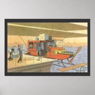 Affiches Avion de science-fiction vintage Hélicoptère Limo