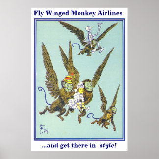 Affiches Avion de singe aillée