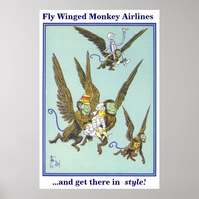 Affiches Avion de singe aillée (Devant)