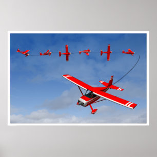 Affiches Avion rouge effectuant un exercice de remontage ac