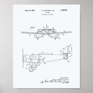 Affiches Avion Type 2 1932 Brevet Art Livre blanc