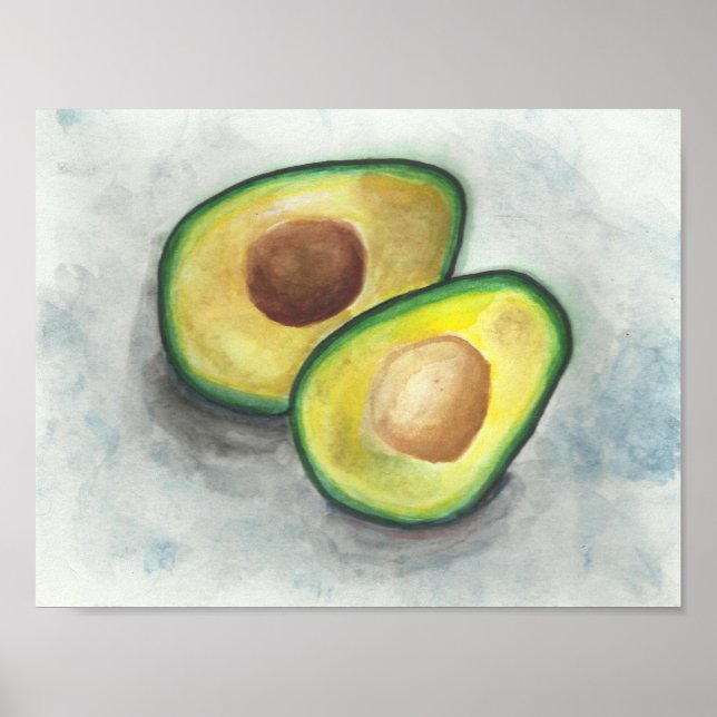 Affiches Avocado en aquarelle (Devant)
