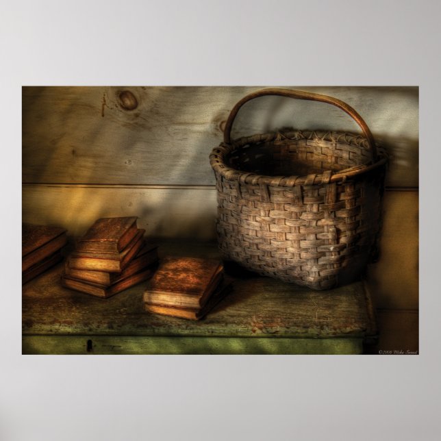 Affiches Avocat - Un panier et quelques livres (Devant)