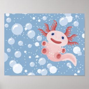 Affiches Axolotl et les bulles Bold Vector Design