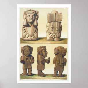 Affiches Aztec Idols, Mexique (lithographie couleur)