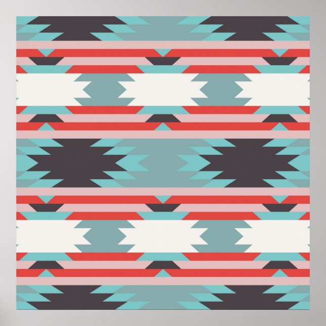 Affiches Aztec Tribal Motif Amérindien Rouge (Devant)