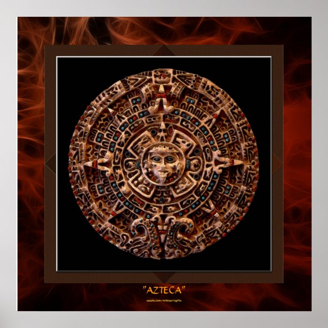 Affiches AZTECA ~ Mayan - Calendrier Solaire Aztèque Art Im (Devant)
