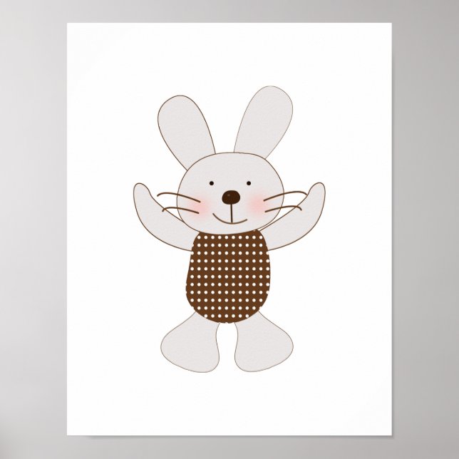Affiches B est pour l'affiche d'art de lapin ours en peluch (Devant)