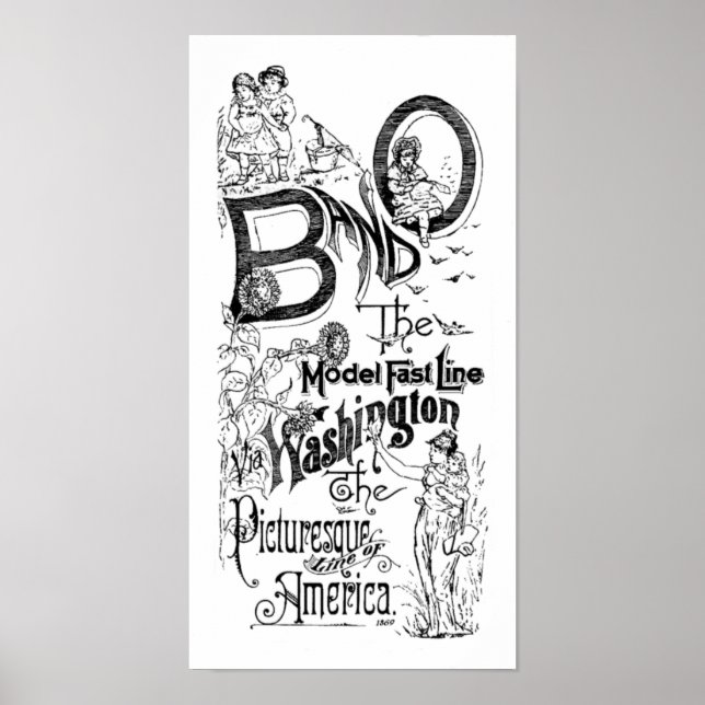 Affiches B&O Railroad - Le modèle Fast Line 1869 (Devant)