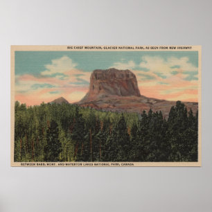 Affiches Babb, MT - Vue du Grand Chef Mountain de Hwy