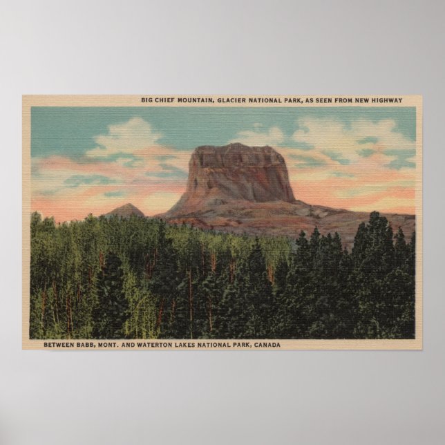 Affiches Babb, MT - Vue du Grand Chef Mountain de Hwy (Devant)