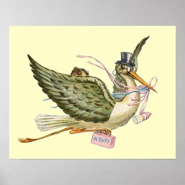 Affiches BABILLAGE FILLE STORK ,crème (Devant)