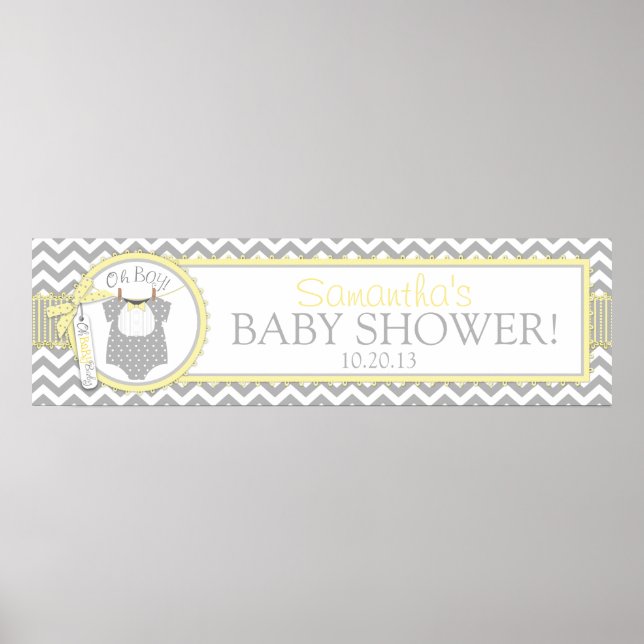 Affiches Baby Boy Bow Cravate Chevron Imprimer Baby shower  (Devant)
