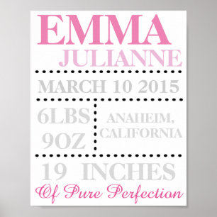 Affiches Baby Girl Nursery 8x10 Imprimer