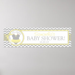 Affiches Baby Girl Tutu Chevron Imprimer Baby shower banniè