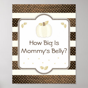 Affiches Baby shower citrouille Mommy's Belly Jeu, Ivory Bo