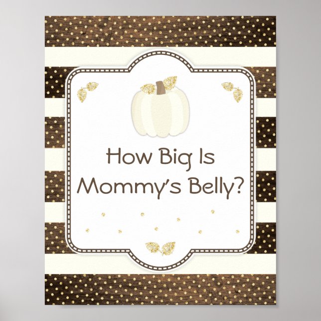 Affiches Baby shower citrouille Mommy's Belly Jeu, Ivory Bo (Devant)