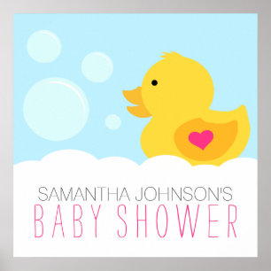 Affiches Baby shower de fille de bain en caoutchouc Ducky B