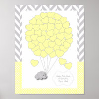 Baby shower d'éléphant gris jaune, blanc - Invité