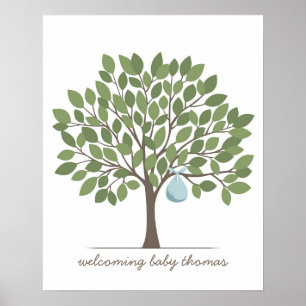 Affiches Baby Signature Tree - Large - Blue