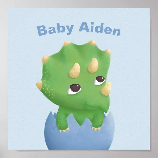 Affiches Baby Triceratops Dinosaur Egg Nursery Décor (Devant)