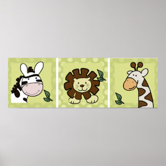 Affiches Baby Zoo Animals Giraffe Zebra Lion set of 3