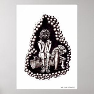 Affiches Bacchus god of wine black and white drawing