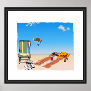 Affiches Bacon At The Beach PRINT