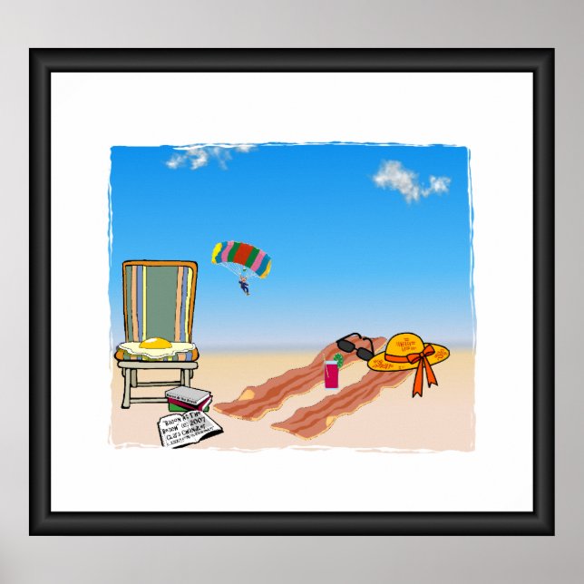 Affiches Bacon At The Beach PRINT (Devant)