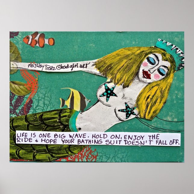AFFICHES BAD GIRL ART MERMAID POSTER. (Devant)