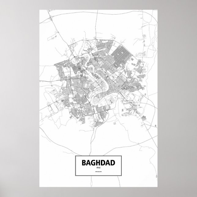 Affiches Bagdad, Irak (noir sur blanc) (Devant)