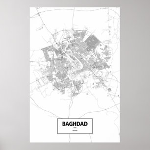 Affiches Bagdad, Irak (noir sur blanc)