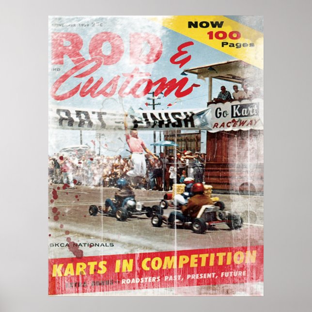 Affiches Baguette & Custom, Karts en Compétition Imprimer (Devant)
