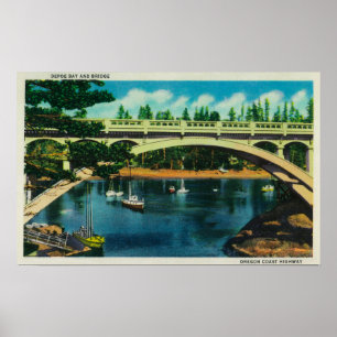 Affiches Baie de Depoe et pont, baie d'OregonDepoe, OU