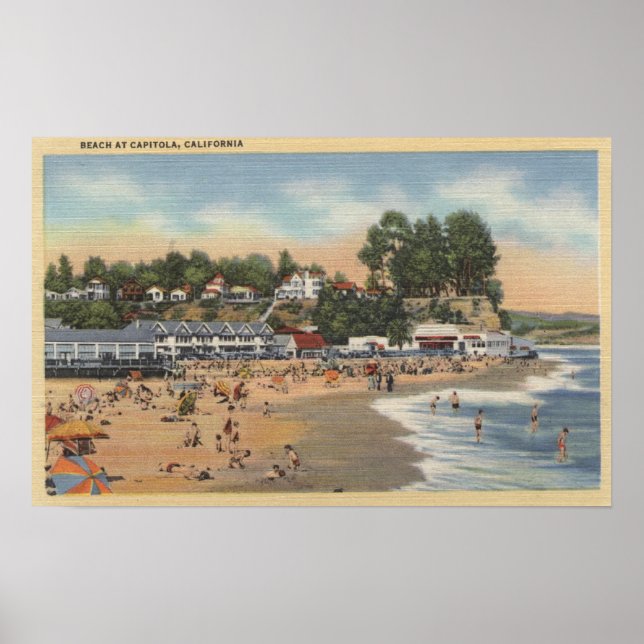 Affiches Baigneurs et bains de soleil sur la plage (Devant)