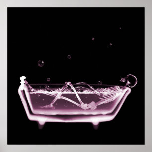 AFFICHES BAIGNOIRE SKELETON DE VISION X RAY - ROSE