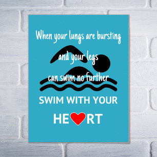 Affiches Bain avec votre sport de motivation de coeur