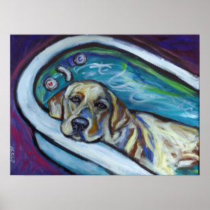 Affiches Bain du Labrador jaune