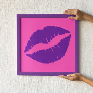 Affiches Baiser au rouge à lèvres rose et violet