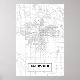 Affiches Bakersfield, la Californie (noir sur le blanc)