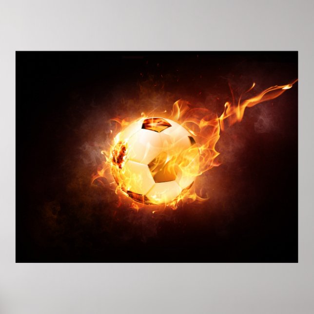 Affiches Bal de football en feu (Devant)